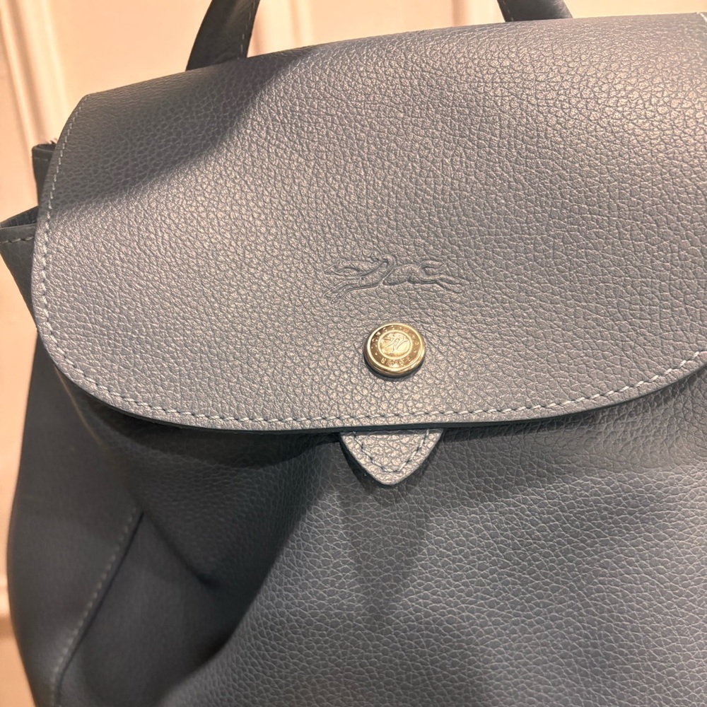 Longchamp Le Foulonné leather backpack in a blue shade - Picture 7 of 9